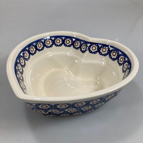 Bolesławiec Polish Pottery Heart Stoneware Bowl 5.5 x 2.25" - Picture 1 of 6